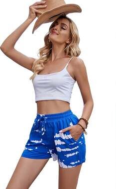 BUENOS NINOS Womens Comfy Summer Beach Short Athletic Sweat Elastic Waist Drawst